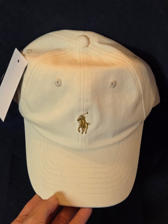 Ralph Lauren Accessories - Ralph Lauren Cream Baseball Cap with Gold Polo Emblem 🚨 LOW INVENTORY ALERT 🚨